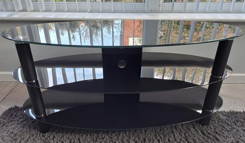 Black glass stand shelf - black, tv