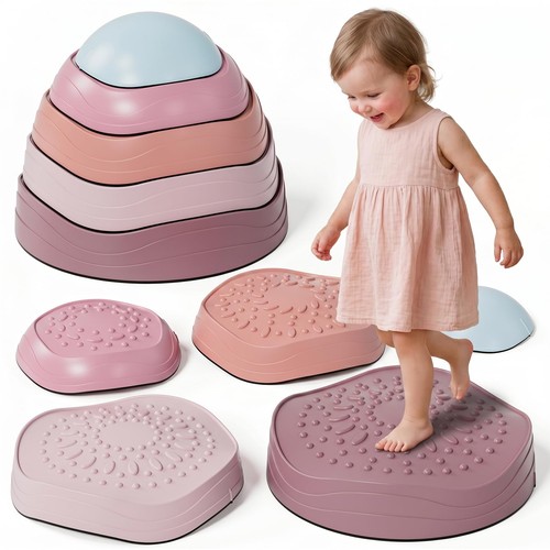 Pink balance stepping - balance, stones