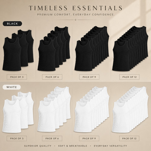 Pack mens vests - mens, 100%