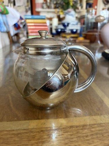 Retro glass teapot - retro, stainless