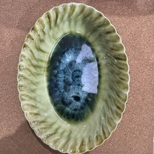 Porthmadog Pottery Dish Green Glazed Dish by A Williams Wales Signed