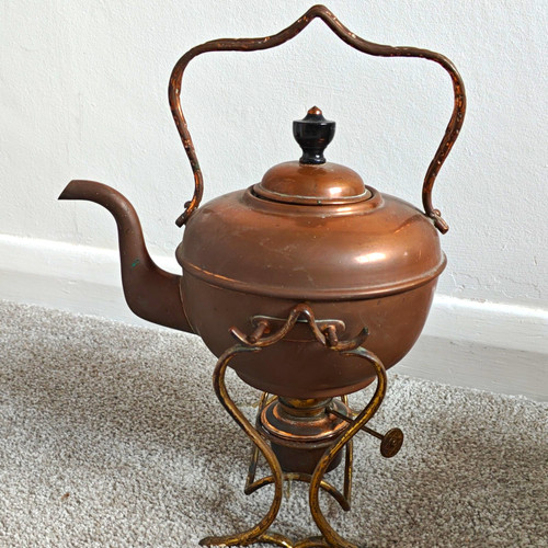 Antique copper tea kettle - copper,