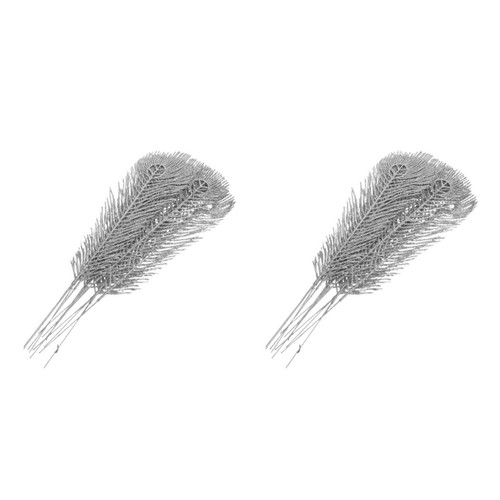 Silver peacock plume shaped - silver,