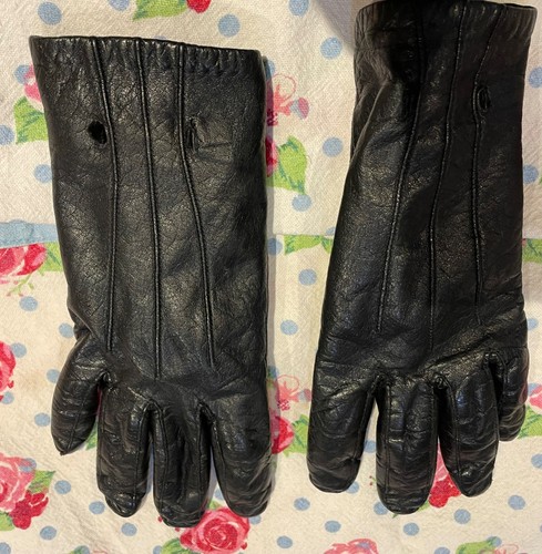 Black leather gloves ladies - gloves,