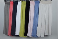NEW ITALIAN LAGENLOOK JERSEY STRETCH WAISTBAND BUBBLE HEM PALAZZO TROUSERS