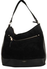 Osprey Large Black Leather Suede Hobo Bag