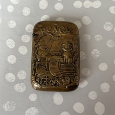 Mr Punch And Toby Dog Punch and Judy metal Vesta Case used tarnished vintage 