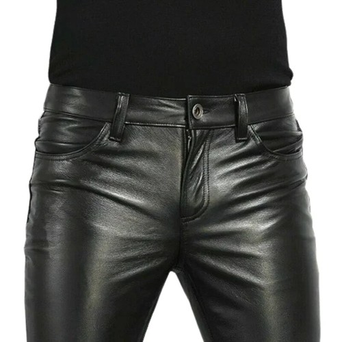 Men leather pants slim - leather,