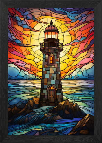 Lighthouse stained glass - lighthouse,
