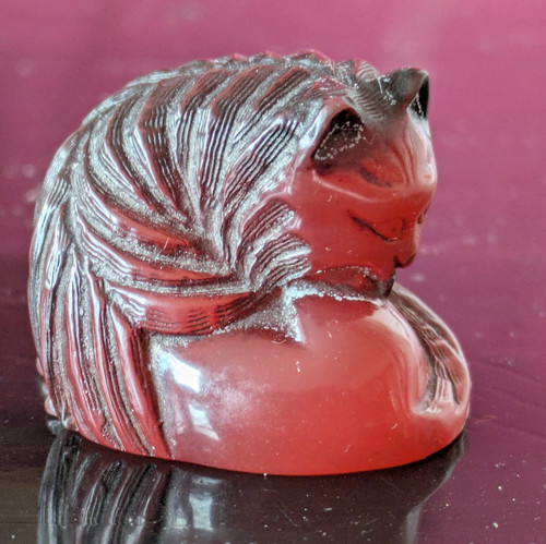 Japanese netsuke red - japanese, amber