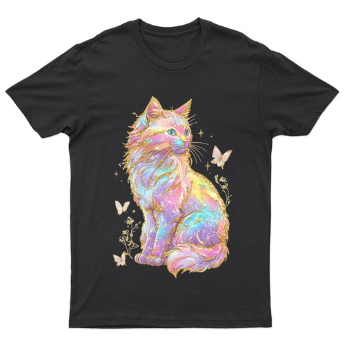 Rainbow holographic cat - rainbow,