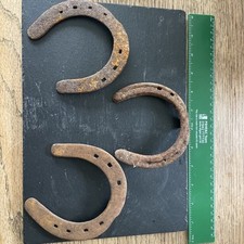 3 Vintage cast iron horse shoes 