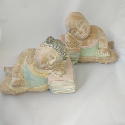 Carved wooden bookends - wooden,
