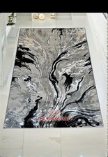 Modena Shimmer Rug 120cm x 170cm Grey/Black Large Rug Modern Marble Living Room