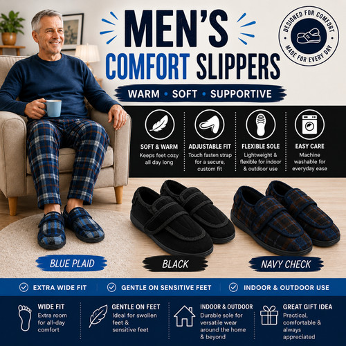 Mens wide fit slippers fitting - wide,