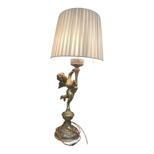 Silver spelter cherub - spelter,