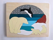 George Luck two Layer Puzzle Artic Animals Educational Toy polar bear whale seal