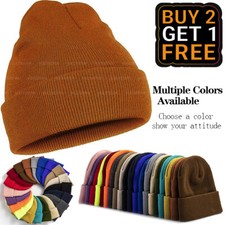 Beanie Hat Cap Plain Knit Ski