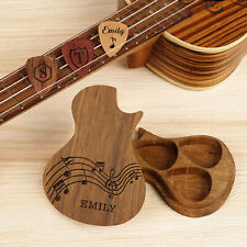 Personalised Engraved Wooden Guitar Plectrums & Pick Holders Gift for Guitarists