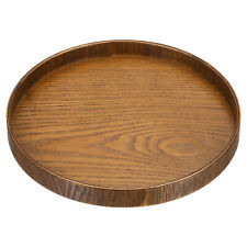 8" Wood Serving Tray Round Decorative Platter Home Kitchen Table, Brown