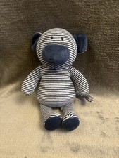 MOTHERCARE 10" BLUE & GREY STRIPED MONKEY SOFT TOY PLUSH COMFORTER SOOTHER