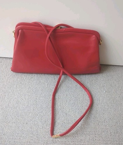 Red leather clutch - , clutch/detachable