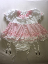 ALL Sizes sissy Romper Dress in Pink White Broderie CD TV AB