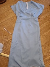 Ladies Size XL 100% Polyester Light Blue Sleeveless Dress