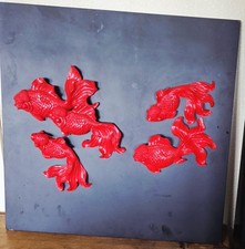 Fantail Goldfish Art On A Black Surface