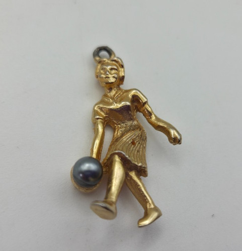 Vintage lady girl bowler charm - vintage,