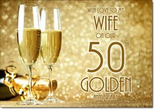 Doodlecards Wife Golden 50th