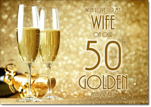Doodlecards wife golden 50th - golden,