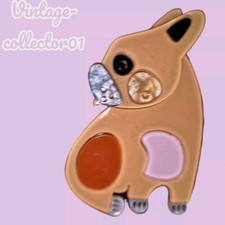 Modern Arcrylic Handmade BROOCH 3D Cute French Bulldog Puppy Frenchie Boxed BN