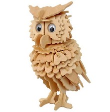OWL DIY 3D Jigsaw Realistic Wooden Decor. Model Construction Kit Toy Puzzle Gift