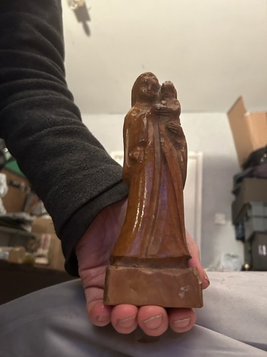 Pottery mary and child statue - pottery,