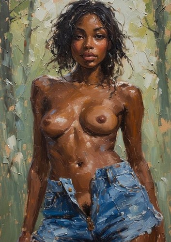 Sexy semi naked - black, woman
