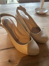 Ecru Leather Wedges - Size