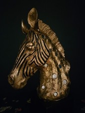 Zebra Head sculpture in gold