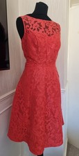 BHS UK12 EU40 Red Embroidered