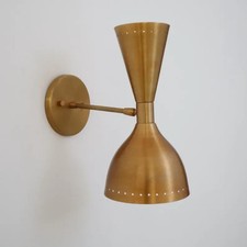 2-Light Raw Brass Wall Lamp