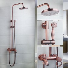 Antique Copper Bathroom Shower Set Rain Shower Head & Hand Shower Mixer Taps 