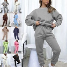 UK Womens Lounge Wear Sets Casual Sweatsuit Solid Tracksuit Sweatshirt Sweatpant