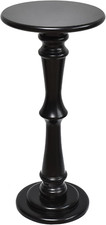 12" X 25" Wooden round Pedestal Drink Side Table for Small Spaces, Black