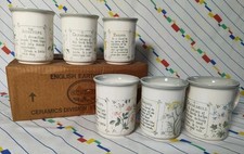 6 vintage NOS Mugs Herb Garden Coloroll Biltons Pottery