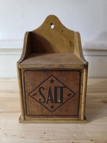 Antique wood salt candle - wood,