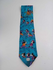 Vintage Mens  100% Silk Disney Tie Mickey Mini Mouse Goofy Blue
