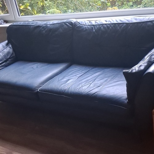 Dfs blue leather - blue, sofa