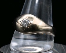 Antique Vintage 18ct Carat Yellow Gold Large Diamond Gypsy Signet Ring Y Men's 