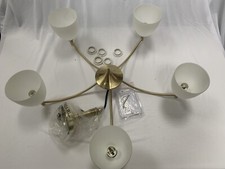 Franklite EMMY 5 LIGHT CHANDELIER IN SATIN BRASS FINISH WITH OPAL GLASS RRP £223