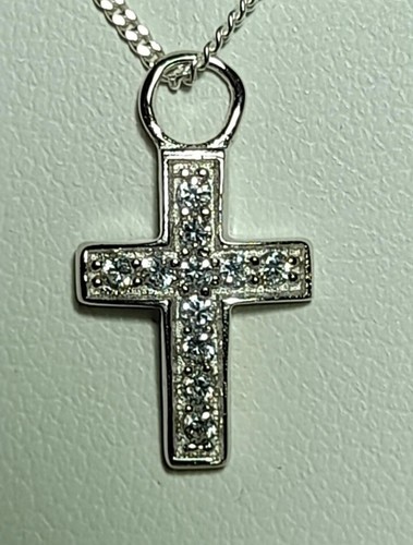Silver crucifix pendant - cz,